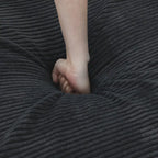 142 Sofá Seccional Oversized en Pana con Forma de L, Clásico y Profundo, con Otomana