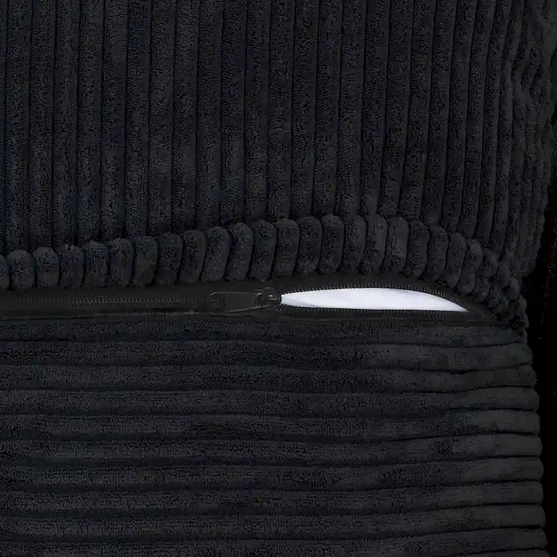 142 Sofá Seccional Oversized en Pana con Forma de L, Clásico y Profundo, con Otomana