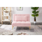 Sofá Cama Futón Convertible de Tela Teddy con Patas Metálicas Doradas