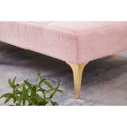 Sofá Cama Futón Convertible de Tela Teddy con Patas Metálicas Doradas