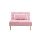 Sofá Cama Futón Convertible de Tela Teddy con Patas Metálicas Doradas