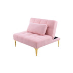 Sofá Cama Futón Convertible de Tela Teddy con Patas Metálicas Doradas