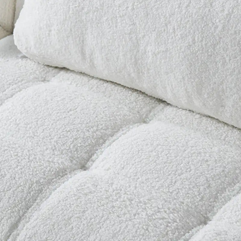 Sofá Cama Futón Convertible de Tela Teddy con Patas Metálicas Doradas