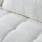 Sofá Cama Futón Convertible de Tela Teddy con Patas Metálicas Doradas