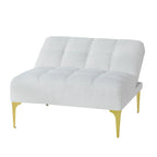 Sofá Cama Futón Convertible de Tela Teddy con Patas Metálicas Doradas