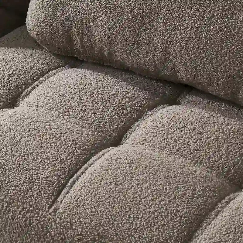Sofá Cama Futón Convertible de Tela Teddy con Patas Metálicas Doradas