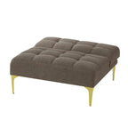 Sofá Cama Futón Convertible de Tela Teddy con Patas Metálicas Doradas