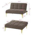Sofá Cama Futón Convertible de Tela Teddy con Patas Metálicas Doradas