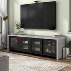 Haylin Contemporary 71-inch Glass Multi-functional Storage TV Console by 