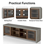 Mueble de TV de almacenamiento multifuncional de cristal contemporáneo de 71 pulgadas