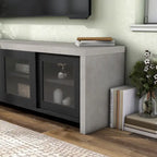 Mueble de TV de almacenamiento multifuncional de cristal contemporáneo de 71 pulgadas