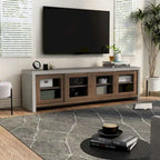 Mueble de TV de almacenamiento multifuncional de cristal contemporáneo de 71 pulgadas