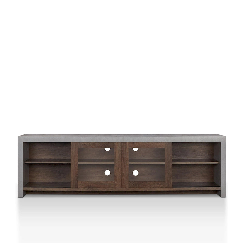 Mueble de TV de almacenamiento multifuncional de cristal contemporáneo de 71 pulgadas