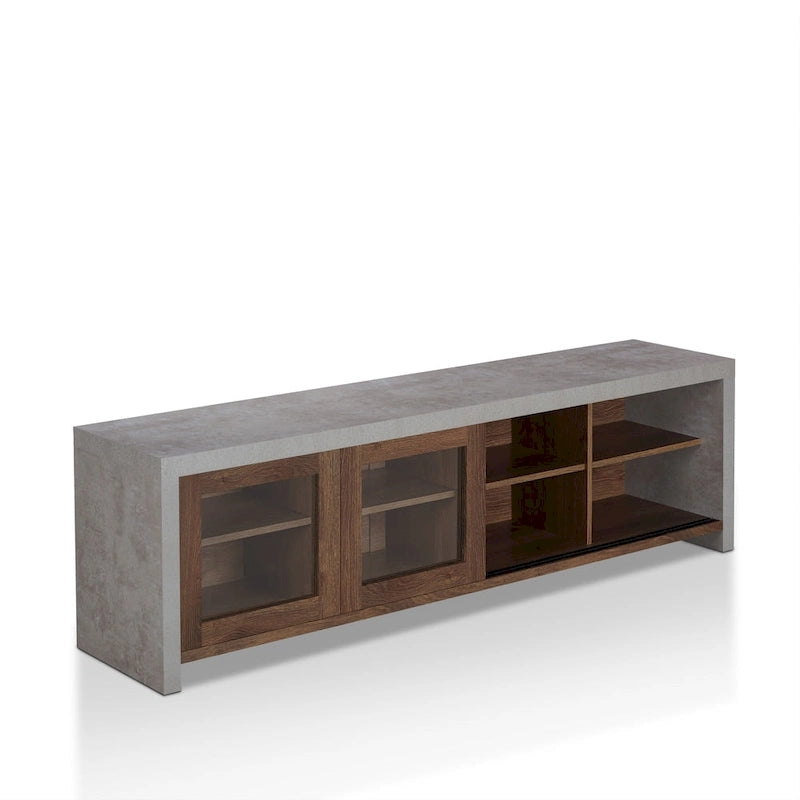 Mueble de TV de almacenamiento multifuncional de cristal contemporáneo de 71 pulgadas