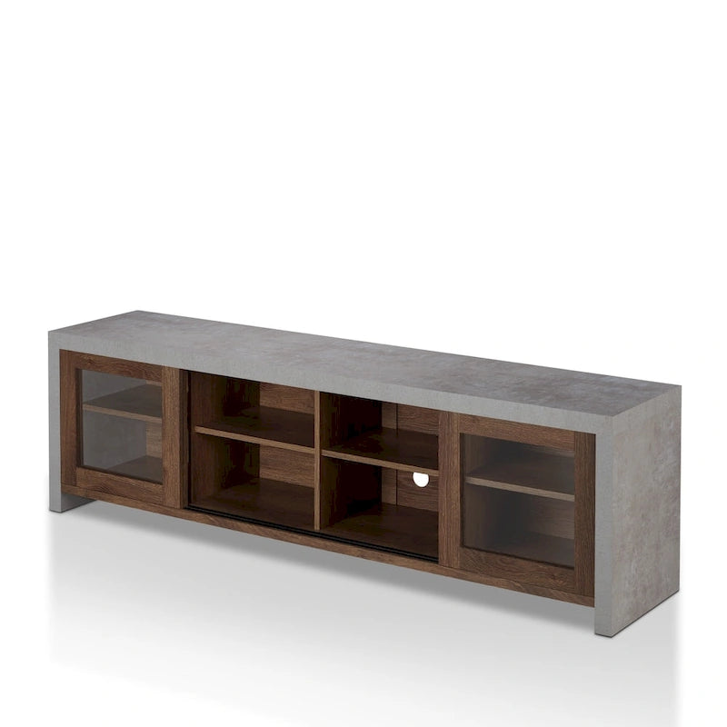 Mueble de TV de almacenamiento multifuncional de cristal contemporáneo de 71 pulgadas