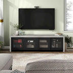 Mueble de TV de almacenamiento multifuncional de cristal contemporáneo de 71 pulgadas