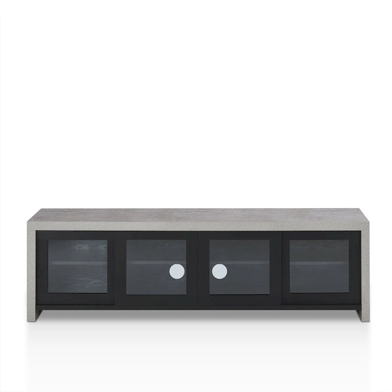 Mueble de TV de almacenamiento multifuncional de cristal contemporáneo de 71 pulgadas