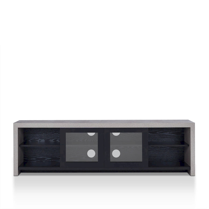 Mueble de TV de almacenamiento multifuncional de cristal contemporáneo de 71 pulgadas
