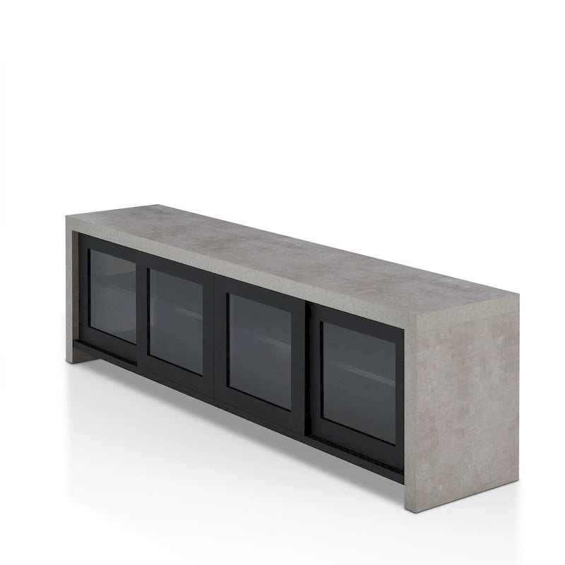 Mueble de TV de almacenamiento multifuncional de cristal contemporáneo de 71 pulgadas