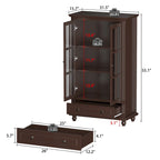 Aparador de laca tipo bufé de 55.1 pulgadas, vitrina con puertas de vidrio, librería
