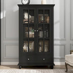 Aparador de laca tipo bufé de 55.1 pulgadas, vitrina con puertas de vidrio, librería