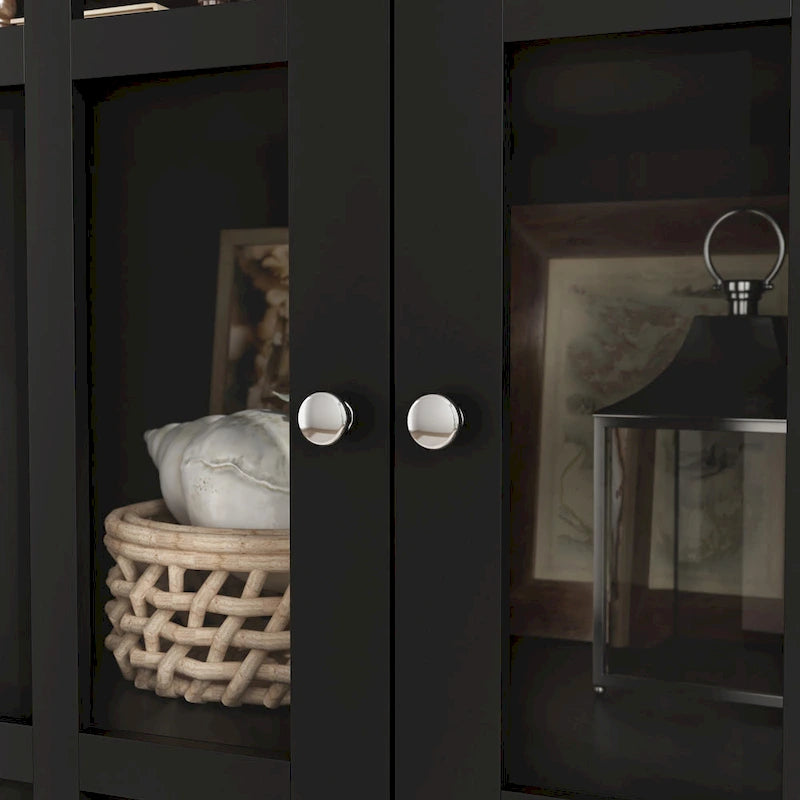 Aparador de laca tipo bufé de 55.1 pulgadas, vitrina con puertas de vidrio, librería