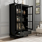 Aparador de laca tipo bufé de 55.1 pulgadas, vitrina con puertas de vidrio, librería