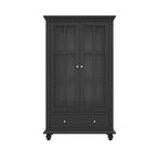 Aparador de laca tipo bufé de 55.1 pulgadas, vitrina con puertas de vidrio, librería