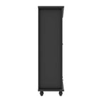 Aparador de laca tipo bufé de 55.1 pulgadas, vitrina con puertas de vidrio, librería