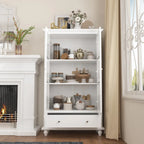 Aparador de laca tipo bufé de 55.1 pulgadas, vitrina con puertas de vidrio, librería