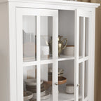 Aparador de laca tipo bufé de 55.1 pulgadas, vitrina con puertas de vidrio, librería