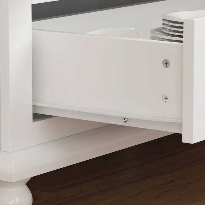 Aparador de laca tipo bufé de 55.1 pulgadas, vitrina con puertas de vidrio, librería