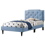 Cama tapizada con paneles de altura ajustable, de diseño de transición con mechones