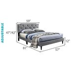 Cama tapizada con paneles de altura ajustable, de diseño de transición con mechones