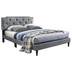Cama tapizada con paneles de altura ajustable, de diseño de transición con mechones