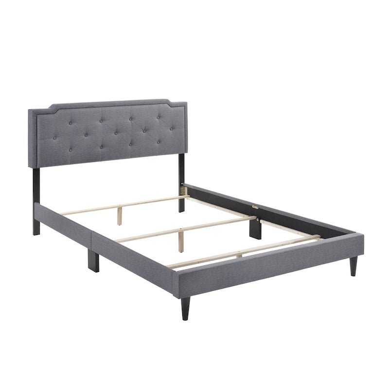 Cama tapizada con paneles de altura ajustable, de diseño de transición con mechones
