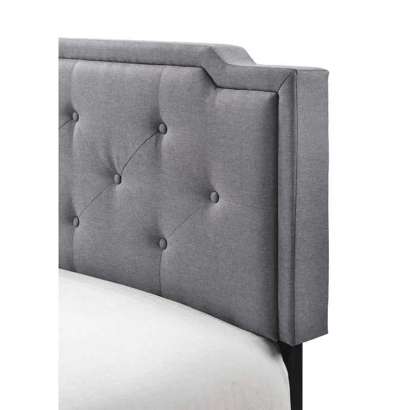 Cama tapizada con paneles de altura ajustable, de diseño de transición con mechones