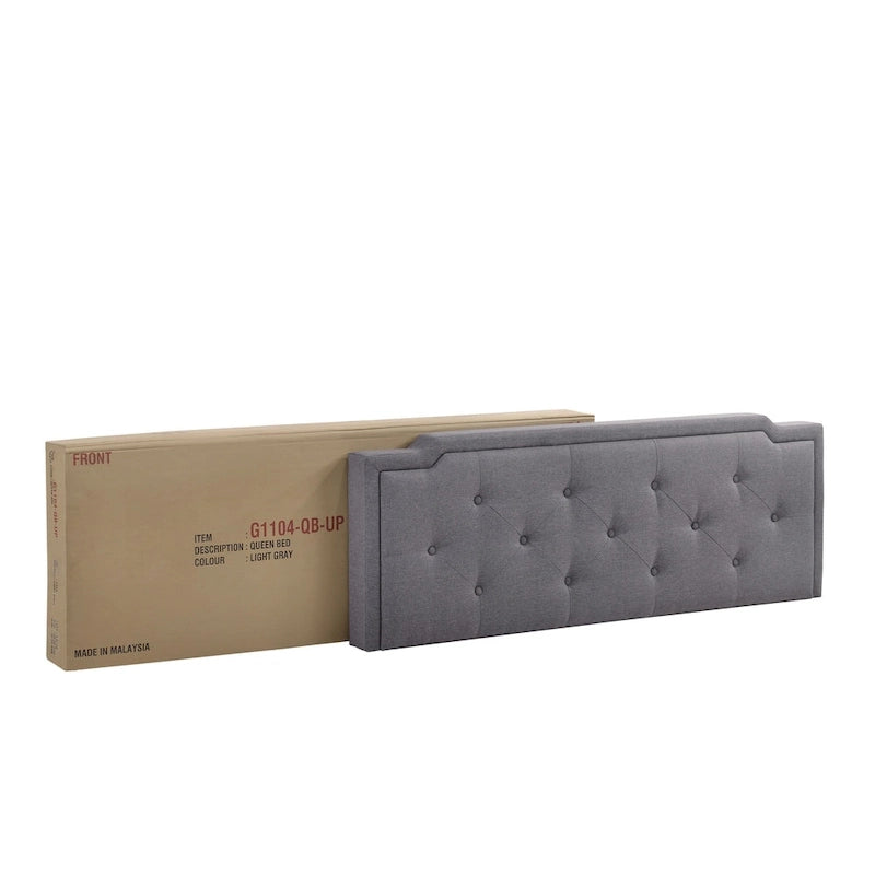 Cama tapizada con paneles de altura ajustable, de diseño de transición con mechones