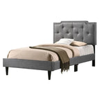 Cama tapizada con paneles de altura ajustable, de diseño de transición con mechones