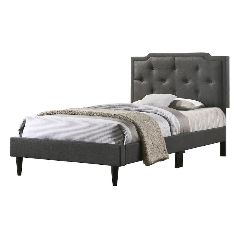 Cama tapizada con paneles de altura ajustable, de diseño de transición con mechones
