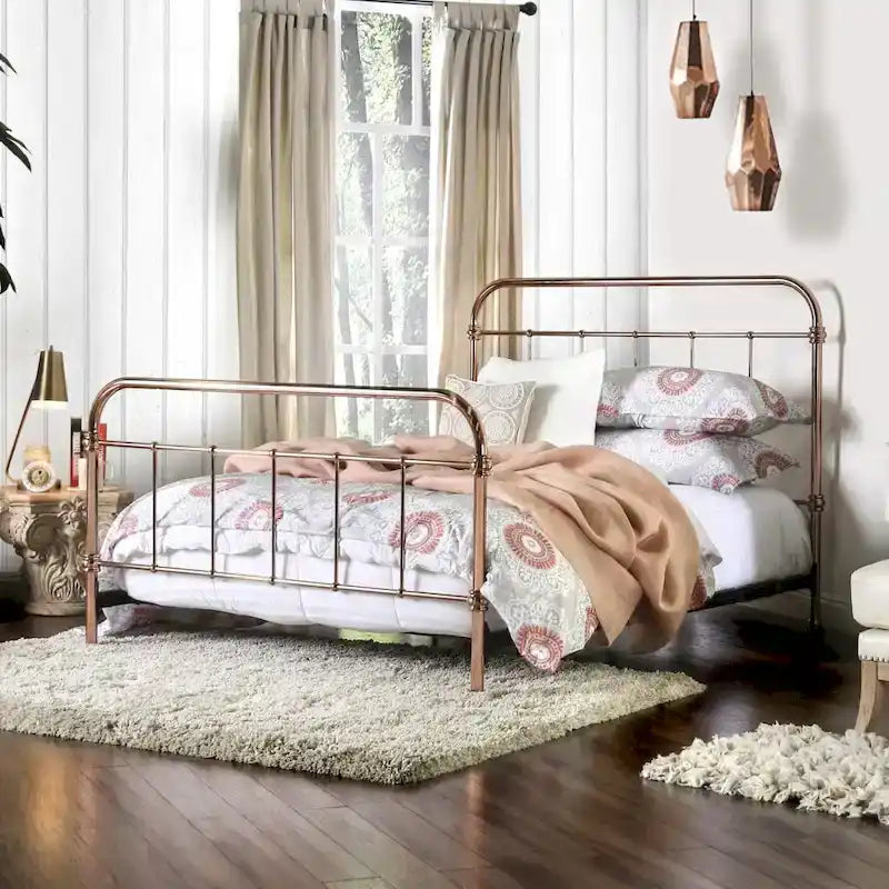  Vore Modern Gold Metal Slatted Panel Bed