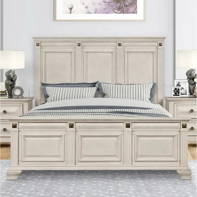 Juego de dormitorio de 5 piezas Distressed Parchment Wood