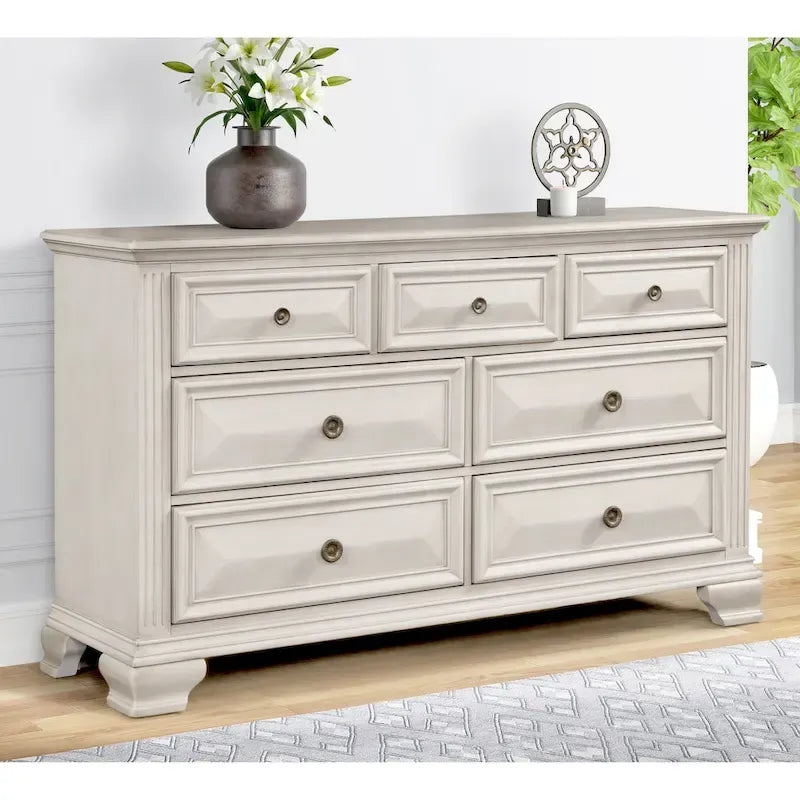Juego de dormitorio de 5 piezas Distressed Parchment Wood