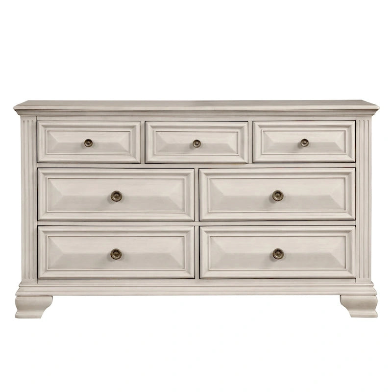Juego de dormitorio de 5 piezas Distressed Parchment Wood