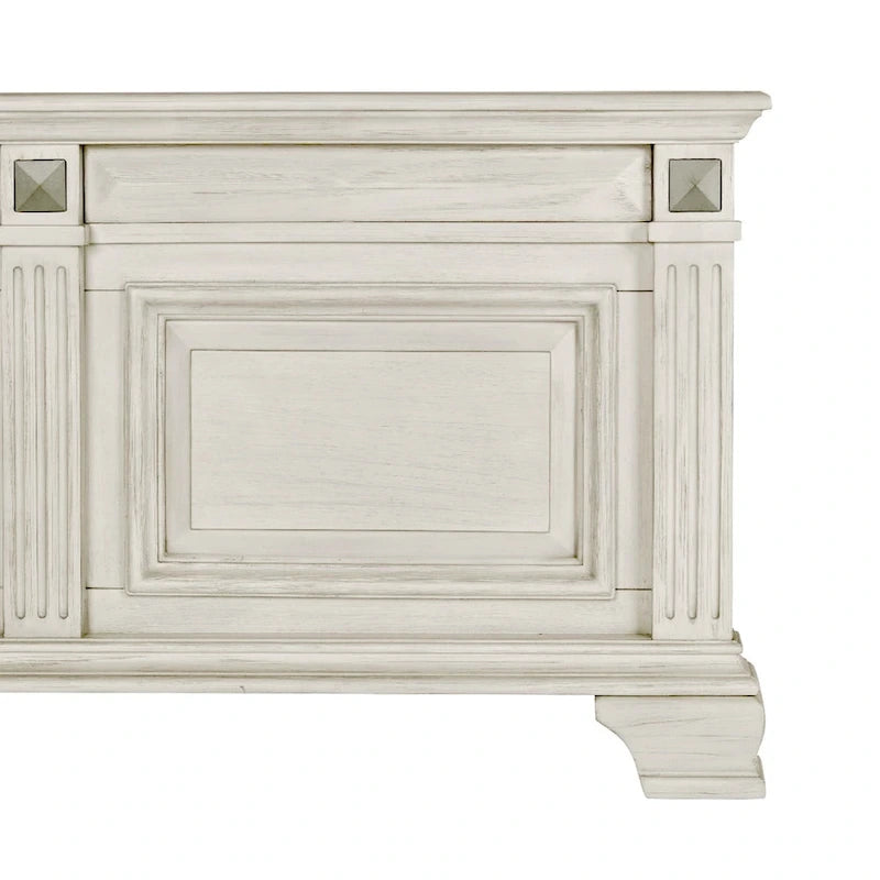 Juego de dormitorio de 5 piezas Distressed Parchment Wood