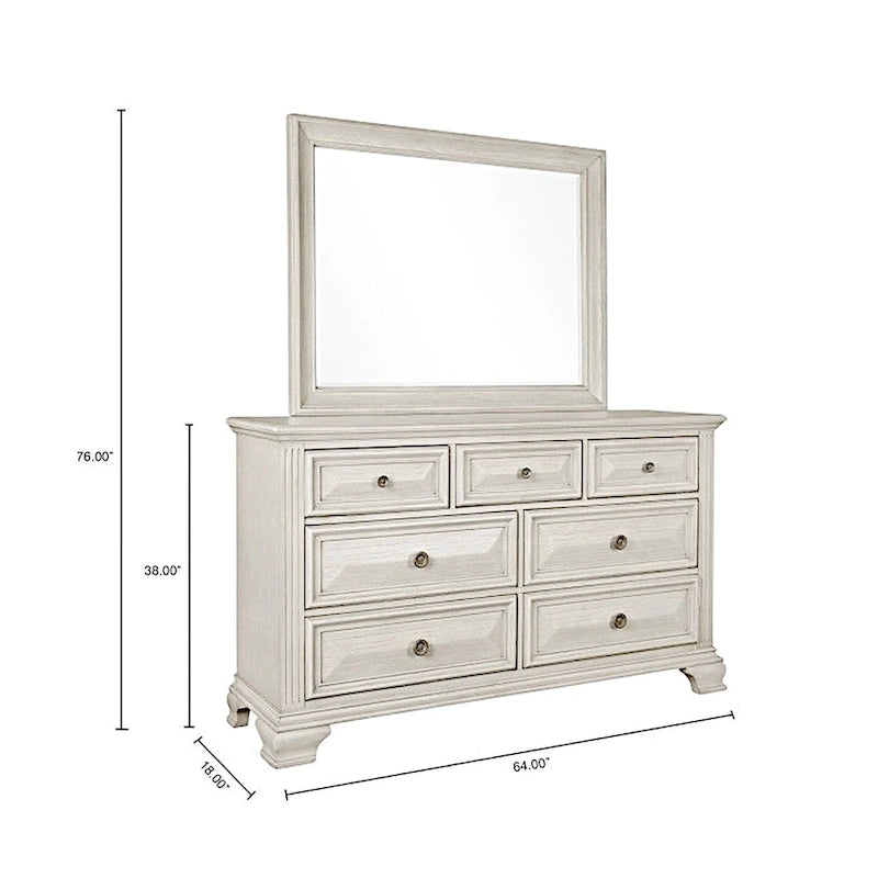 Juego de dormitorio de 5 piezas Distressed Parchment Wood