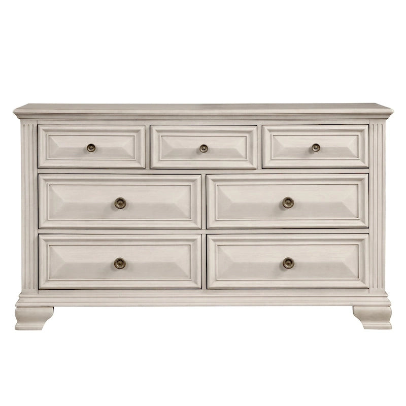 Juego de dormitorio de 5 piezas Distressed Parchment Wood