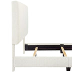 Cama Plataforma Tapizada con Cabecero Alto de Pana Blanca