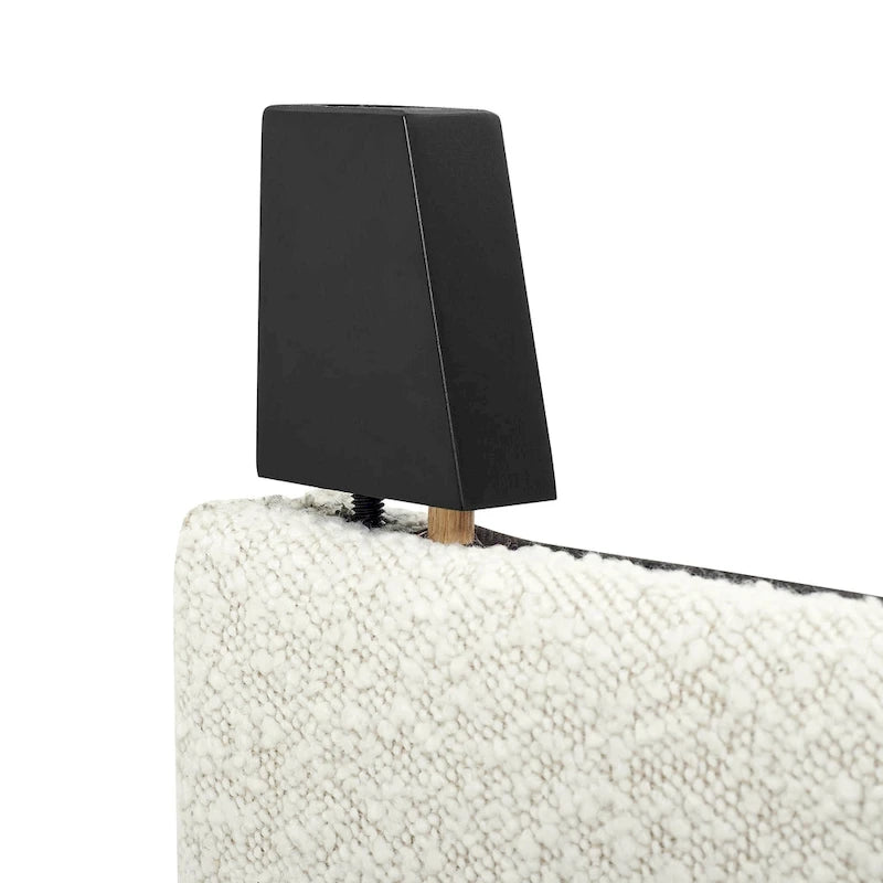 Cama Plataforma Tapizada con Cabecero Alto de Pana Blanca