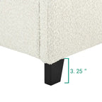 Cama Plataforma Tapizada con Cabecero Alto de Pana Blanca